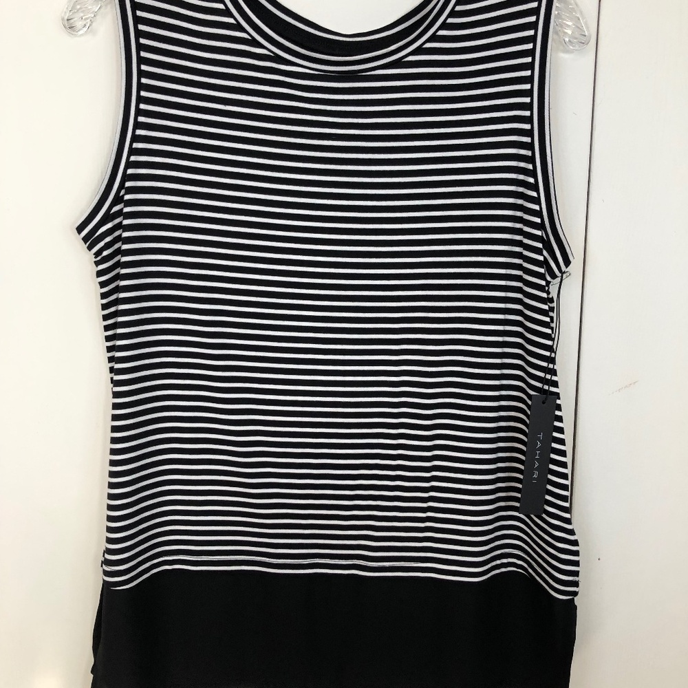 Tahari Black and White Striped top